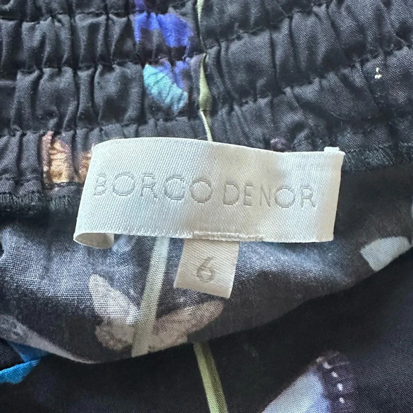 Borgo de Nor 100% Cotton Made in Italy Mila Floral Iris Black Maxi Dress Size:6 - Picture 6 of 7